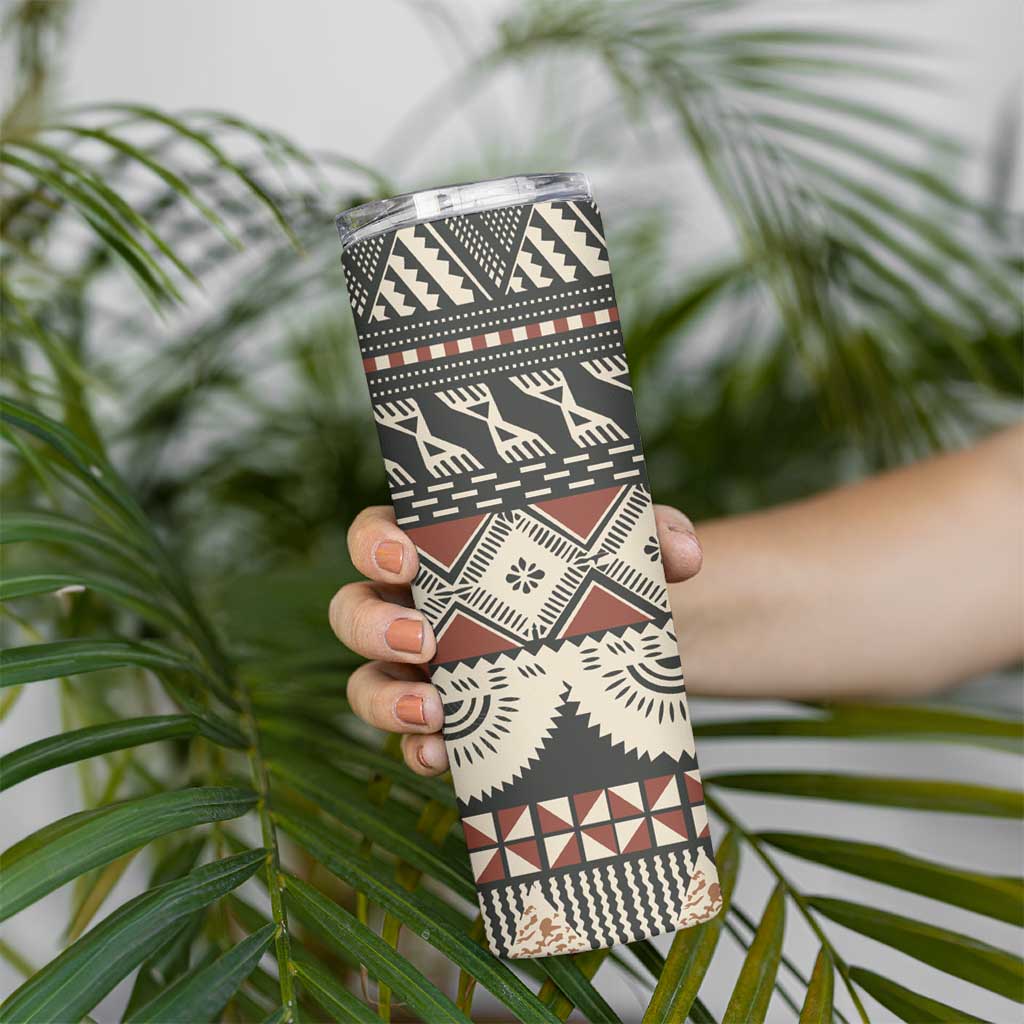 Vintage Bula Fiji Masi Skinny Tumbler Fijian Tapa Cloth - Polynesian Pride