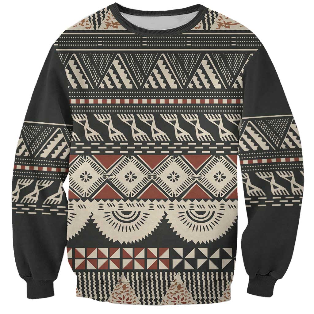 Vintage Bula Fiji Masi Sweatshirt Fijian Tapa Cloth - Polynesian Pride