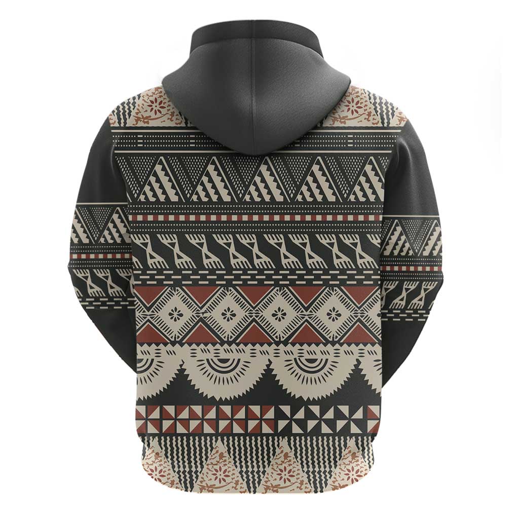 Vintage Bula Fiji Masi Zip Hoodie Fijian Tapa Cloth LT14 - Polynesian Pride