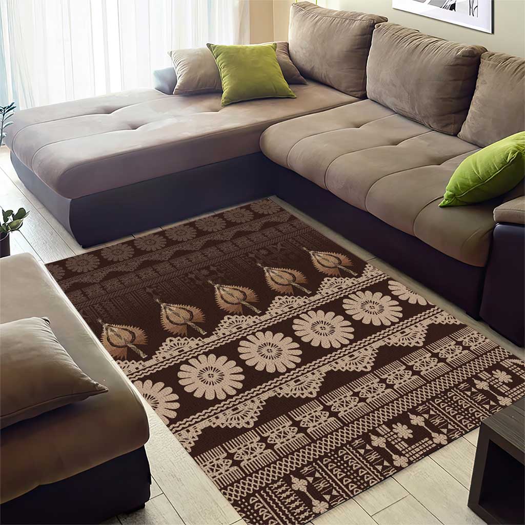 Bula Fiji Iri ni Meke Area Rug Kuvui Fijian Masi - Polynesian Pride