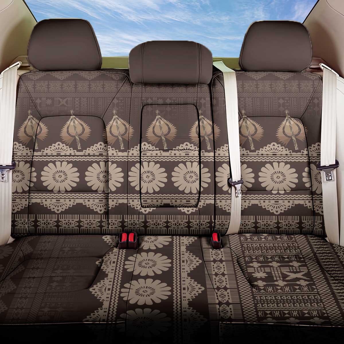 Bula Fiji Iri ni Meke Back Car Seat Cover Kuvui Fijian Masi - Polynesian Pride