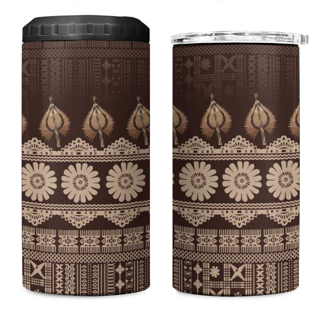 Bula Fiji Iri ni Meke 4 in 1 Can Cooler Tumbler Kuvui Fijian Masi - Polynesian Pride