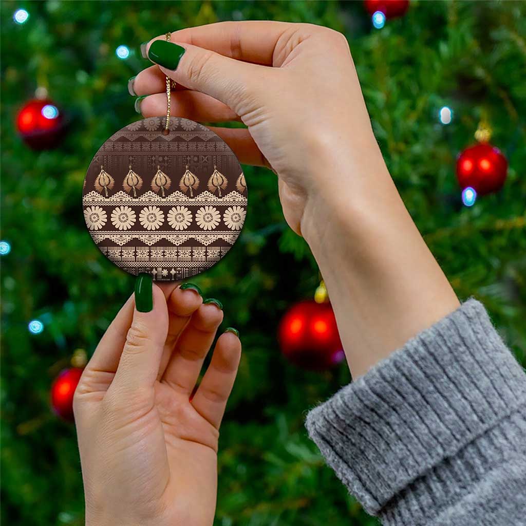 Bula Fiji Iri ni Meke Ceramic Ornament Kuvui Fijian Masi - Polynesian Pride