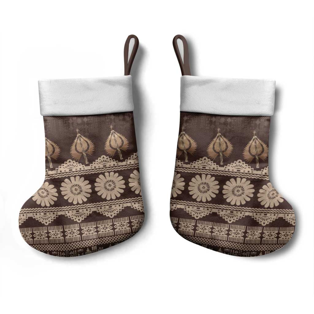 Bula Fiji Iri ni Meke Christmas Stocking Kuvui Fijian Masi - Polynesian Pride