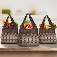 Bula Fiji Iri ni Meke Grocery Bag Kuvui Fijian Masi LT14 3-pack One Size Brown - Polynesian Pride
