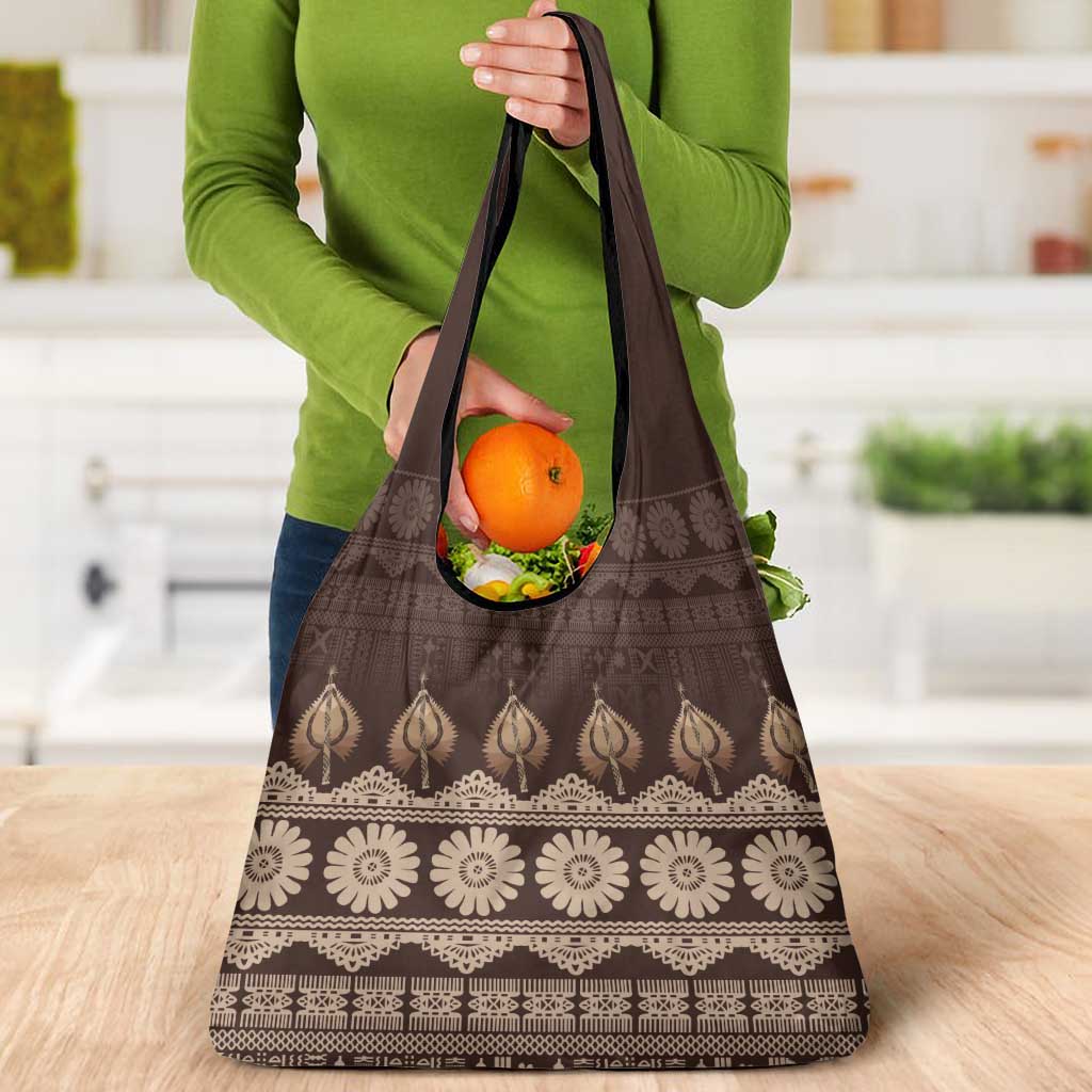 Bula Fiji Iri ni Meke Grocery Bag Kuvui Fijian Masi LT14 - Polynesian Pride