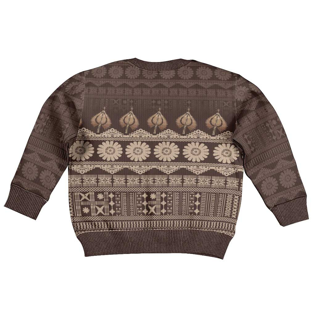 Bula Fiji Iri ni Meke Kid Ugly Christmas Sweater Kuvui Fijian Masi - Polynesian Pride