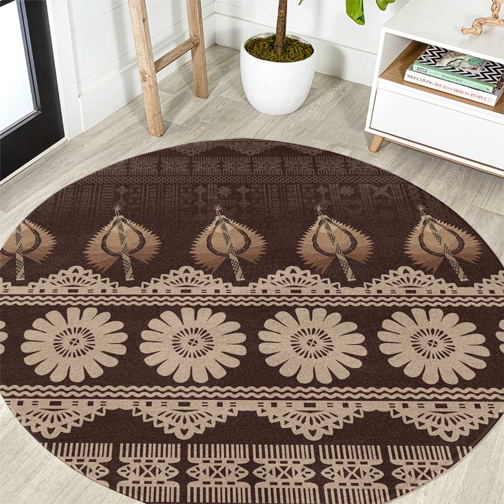 Bula Fiji Iri ni Meke Round Carpet Kuvui Fijian Masi - Polynesian Pride