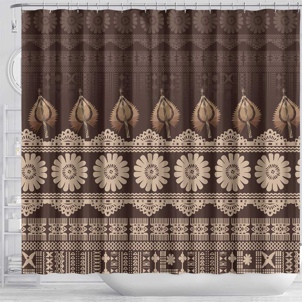 Bula Fiji Iri ni Meke Shower Curtain Kuvui Fijian Masi - Polynesian Pride