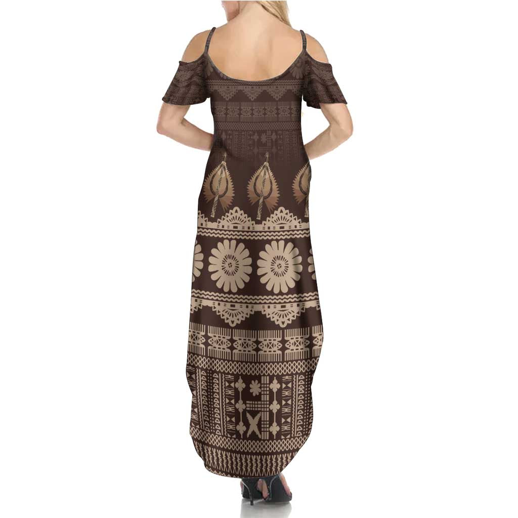 Bula Fiji Iri ni Meke Summer Maxi Dress Kuvui Fijian Masi - Polynesian Pride