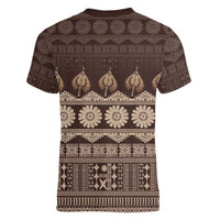 Bula Fiji Iri ni Meke Women V-Neck T-Shirt Kuvui Fijian Masi - Polynesian Pride