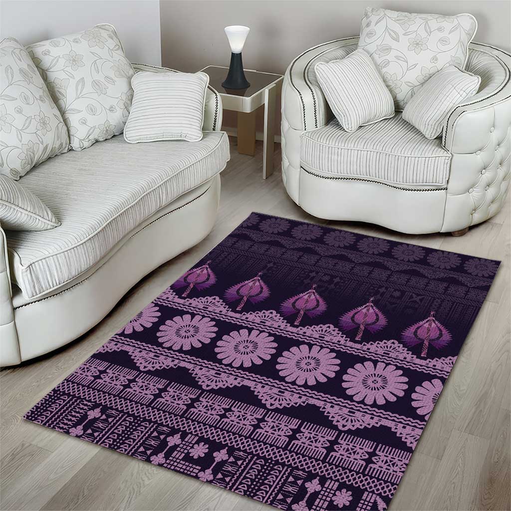 Bula Fiji Iri ni Meke Area Rug Lokaloka Fijian Masi LT14 - Polynesian Pride