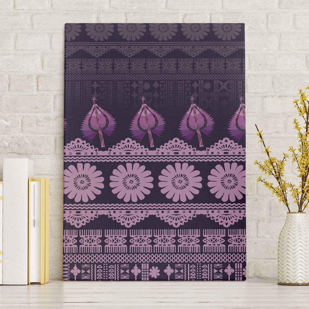 Bula Fiji Iri ni Meke Canvas Wall Art Lokaloka Fijian Masi LT14 Without Frame Purple - Polynesian Pride