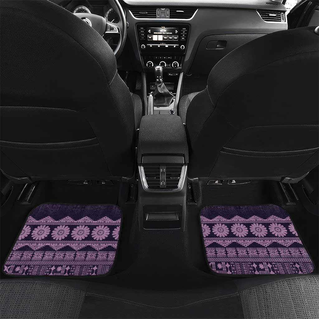 Bula Fiji Iri ni Meke Car Mats Lokaloka Fijian Masi LT14 Set 2pcs - Back Purple - Polynesian Pride