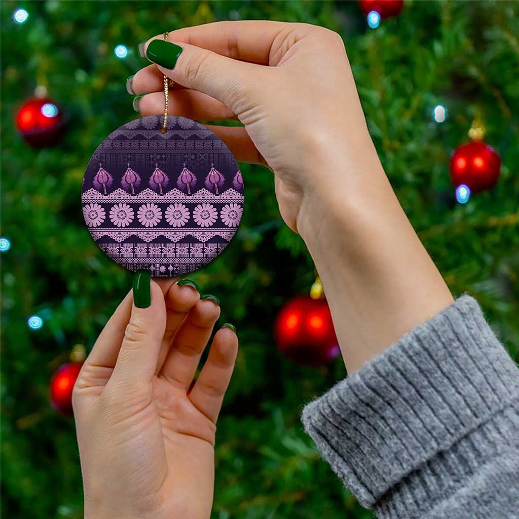 Bula Fiji Iri ni Meke Ceramic Ornament Lokaloka Fijian Masi - Polynesian Pride
