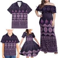 Bula Fiji Iri ni Meke Family Matching Off Shoulder Maxi Dress and Hawaiian Shirt Lokaloka Fijian Masi - Polynesian Pride
