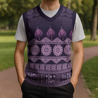 Bula Fiji Iri ni Meke Christmas Knitted V-Neck Vest Lokaloka Fijian Masi - Polynesian Pride