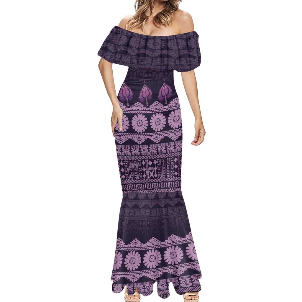 Bula Fiji Iri ni Meke Mermaid Dress Lokaloka Fijian Masi - Polynesian Pride