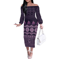 Bula Fiji Iri ni Meke Off The Shoulder Long Sleeve Dress Lokaloka Fijian Masi - Polynesian Pride
