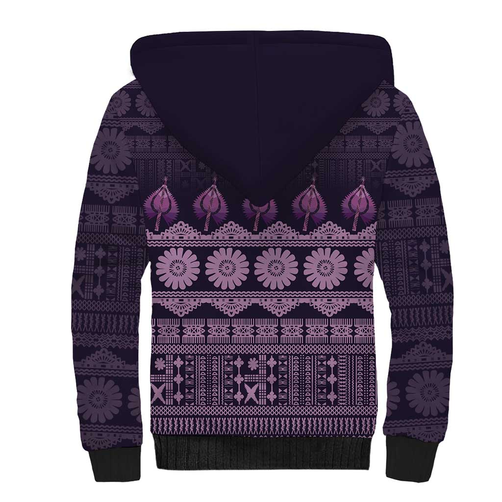 Bula Fiji Iri ni Meke Sherpa Hoodie Lokaloka Fijian Masi LT14 - Polynesian Pride