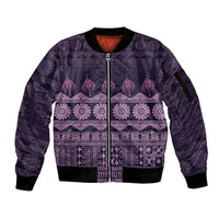 Bula Fiji Iri ni Meke Sleeve Zip Bomber Jacket Lokaloka Fijian Masi - Polynesian Pride