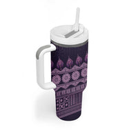 Bula Fiji Iri ni Meke Tumbler With Handle Lokaloka Fijian Masi LT14 - Polynesian Pride