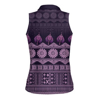 Bula Fiji Iri ni Meke Women Sleeveless Polo Shirt Lokaloka Fijian Masi - Polynesian Pride