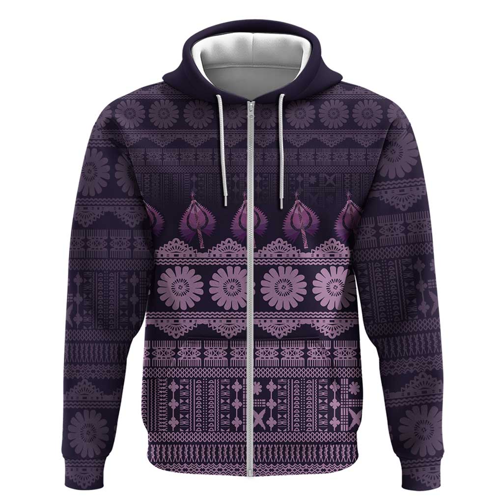Bula Fiji Iri ni Meke Zip Hoodie Lokaloka Fijian Masi - Polynesian Pride