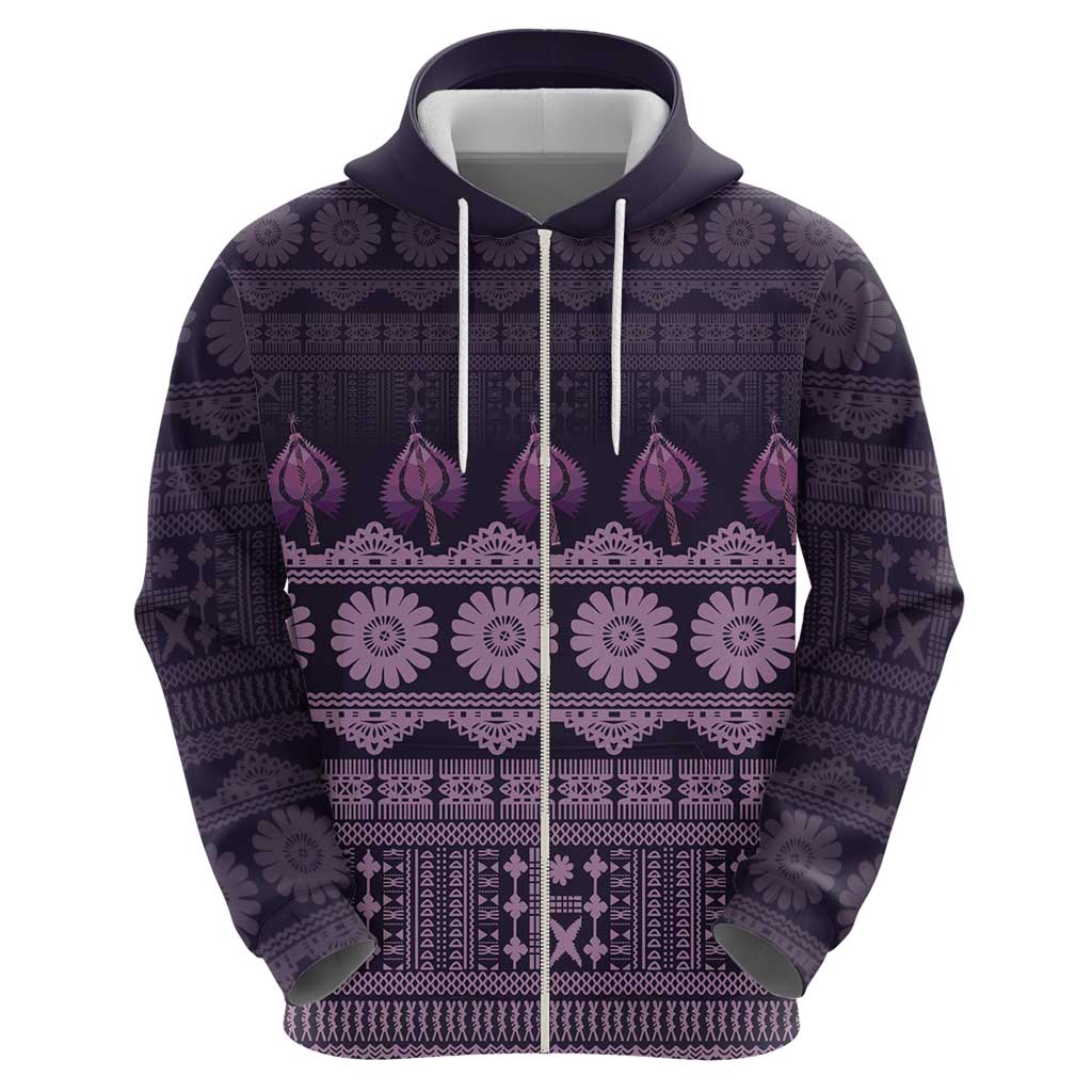 Bula Fiji Iri ni Meke Zip Hoodie Lokaloka Fijian Masi - Polynesian Pride