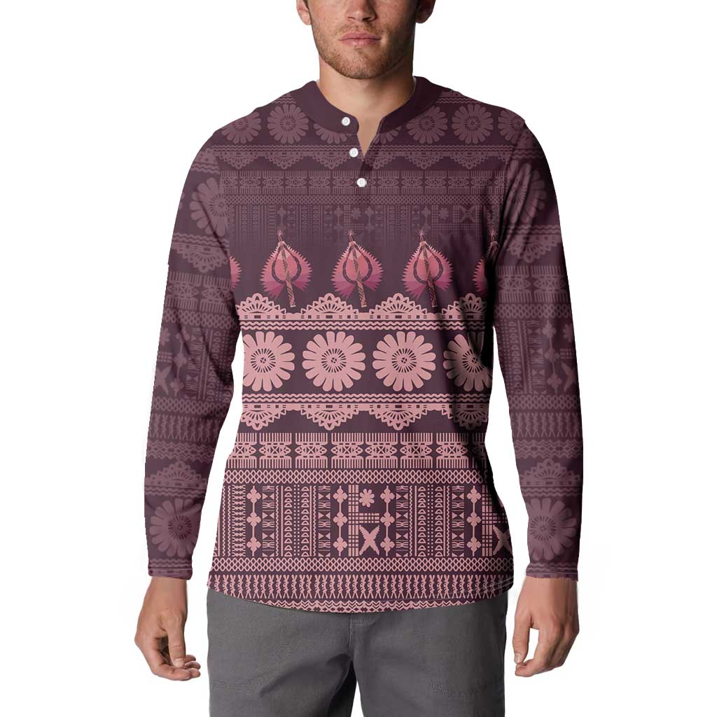 Bula Fiji Iri ni Meke Button Sweatshirt Piqi Fijian Masi - Polynesian Pride