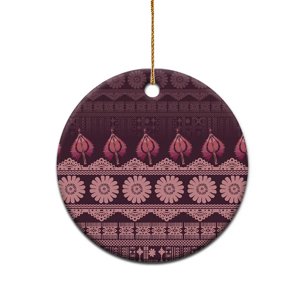 Bula Fiji Iri ni Meke Ceramic Ornament Piqi Fijian Masi - Polynesian Pride
