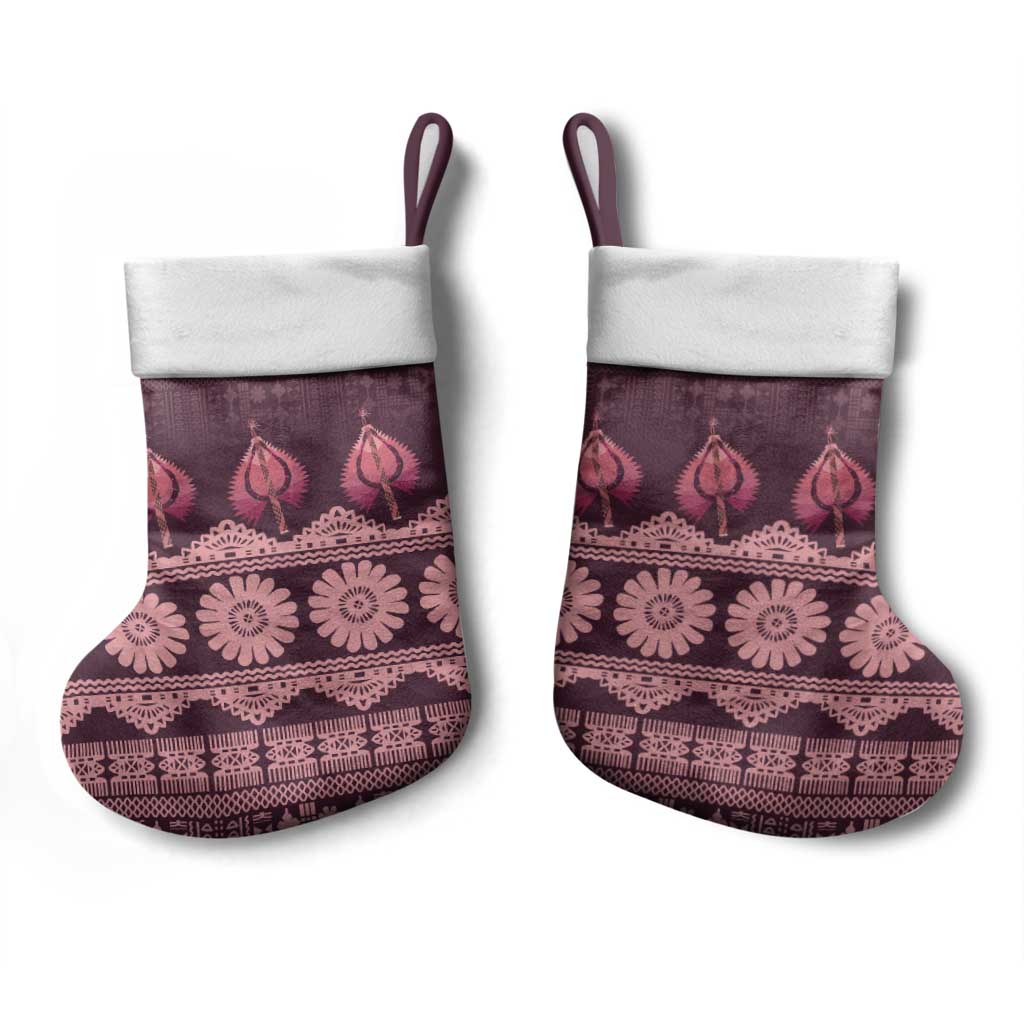 Bula Fiji Iri ni Meke Christmas Stocking Piqi Fijian Masi - Polynesian Pride