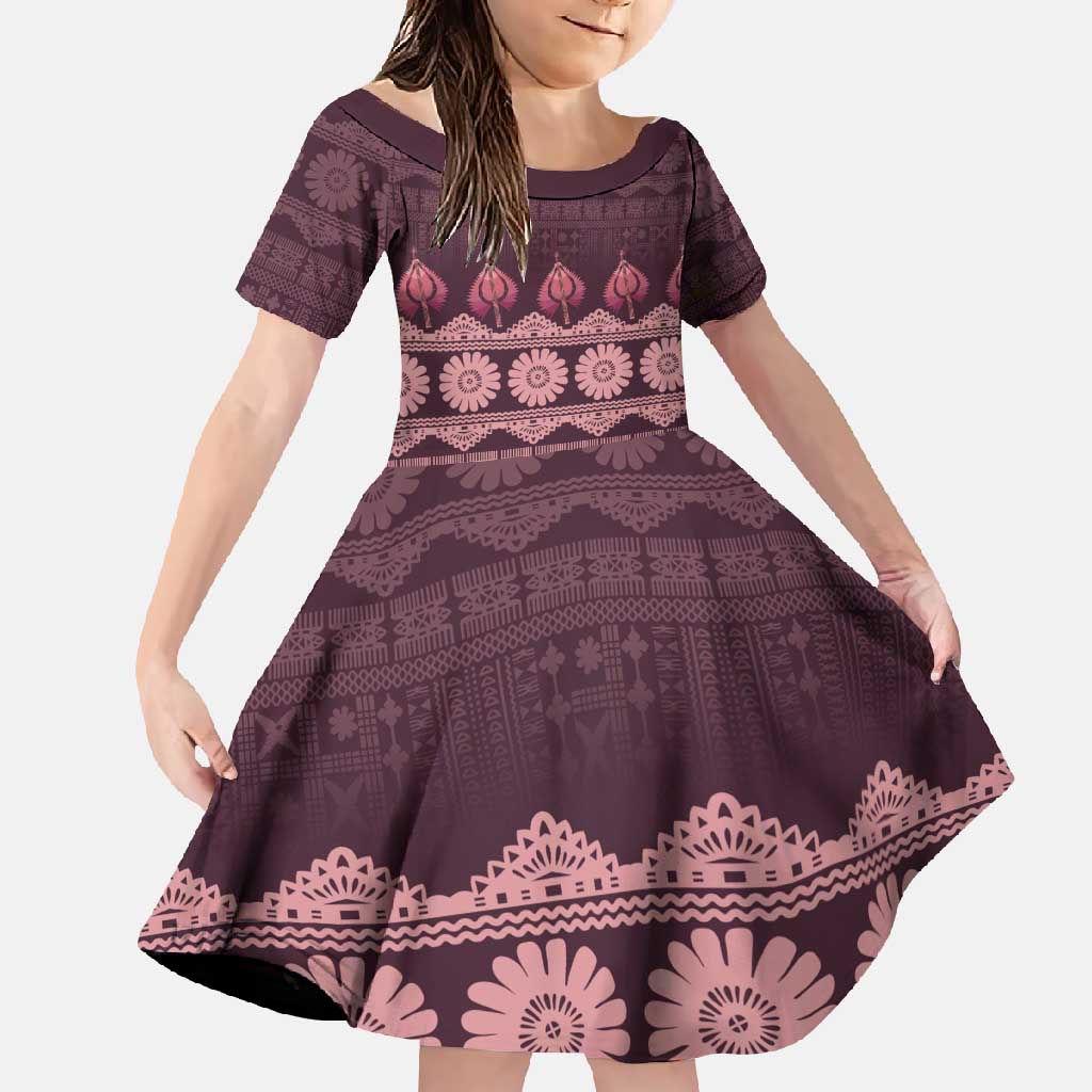 Bula Fiji Iri ni Meke Family Matching Off Shoulder Maxi Dress and Hawaiian Shirt Piqi Fijian Masi - Polynesian Pride