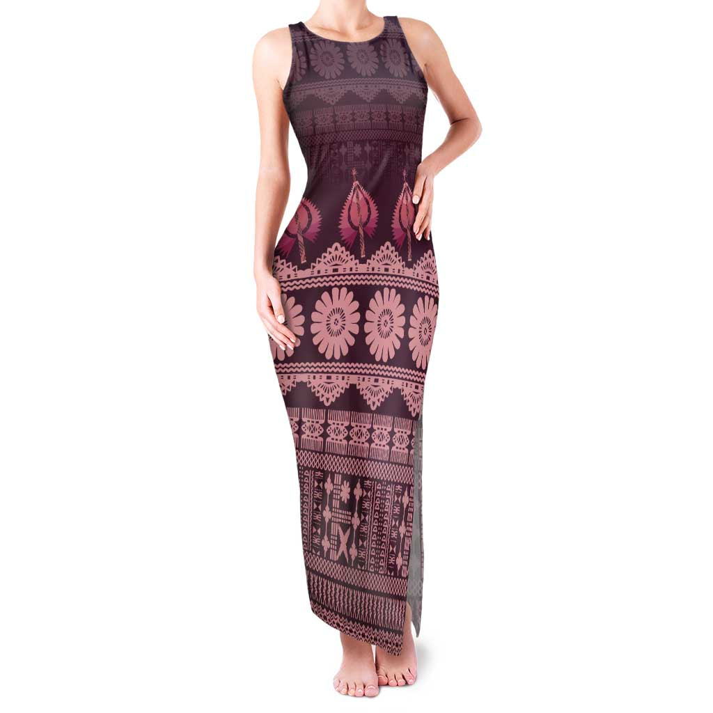 Bula Fiji Iri ni Meke Family Matching Tank Maxi Dress and Hawaiian Shirt Piqi Fijian Masi - Polynesian Pride