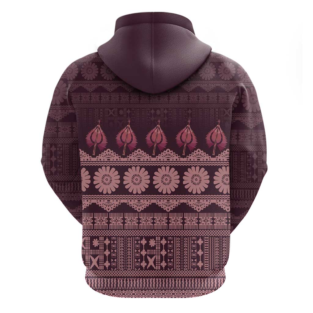 Bula Fiji Iri ni Meke Hoodie Piqi Fijian Masi LT14 - Polynesian Pride