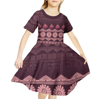 Bula Fiji Iri ni Meke Kid Short Sleeve Dress Piqi Fijian Masi - Polynesian Pride