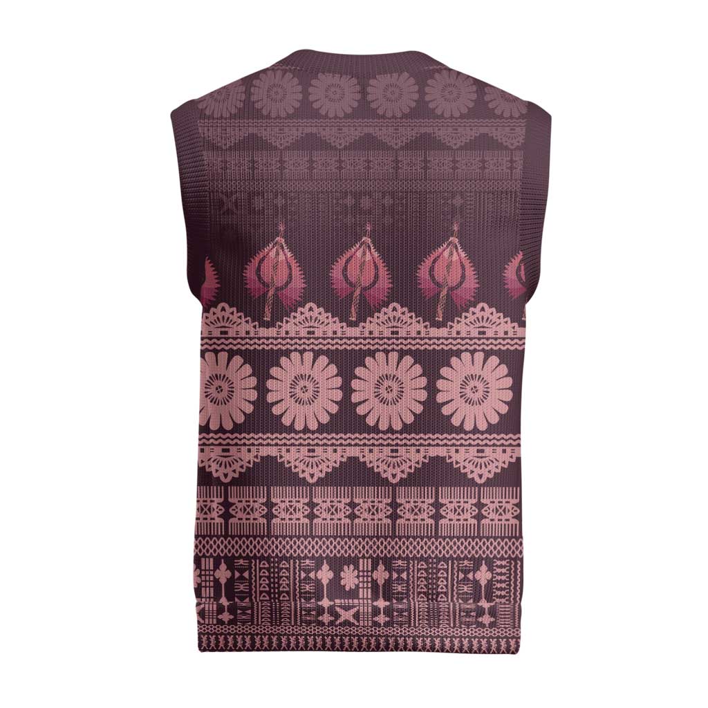 Bula Fiji Iri ni Meke Christmas Knitted V-Neck Vest Piqi Fijian Masi - Polynesian Pride