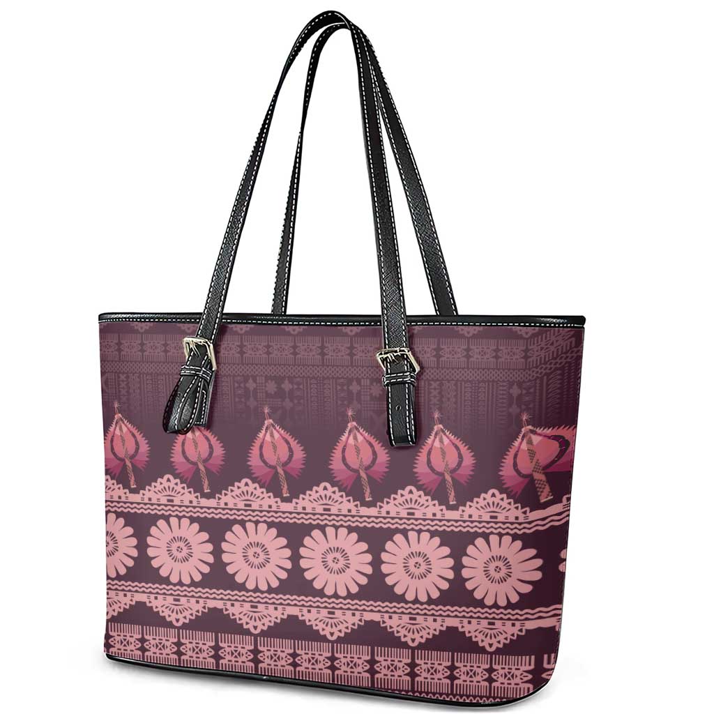 Bula Fiji Iri ni Meke Leather Tote Bag Piqi Fijian Masi - Polynesian Pride