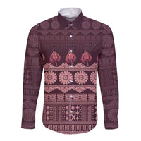 Bula Fiji Iri ni Meke Long Sleeve Button Shirt Piqi Fijian Masi - Polynesian Pride