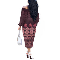 Bula Fiji Iri ni Meke Off The Shoulder Long Sleeve Dress Piqi Fijian Masi - Polynesian Pride