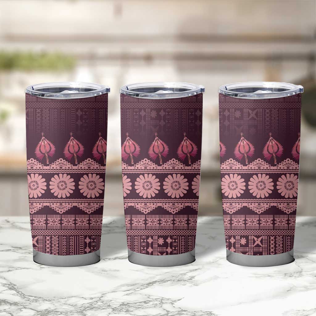 Bula Fiji Iri ni Meke Tumbler Cup Piqi Fijian Masi LT14 - Polynesian Pride