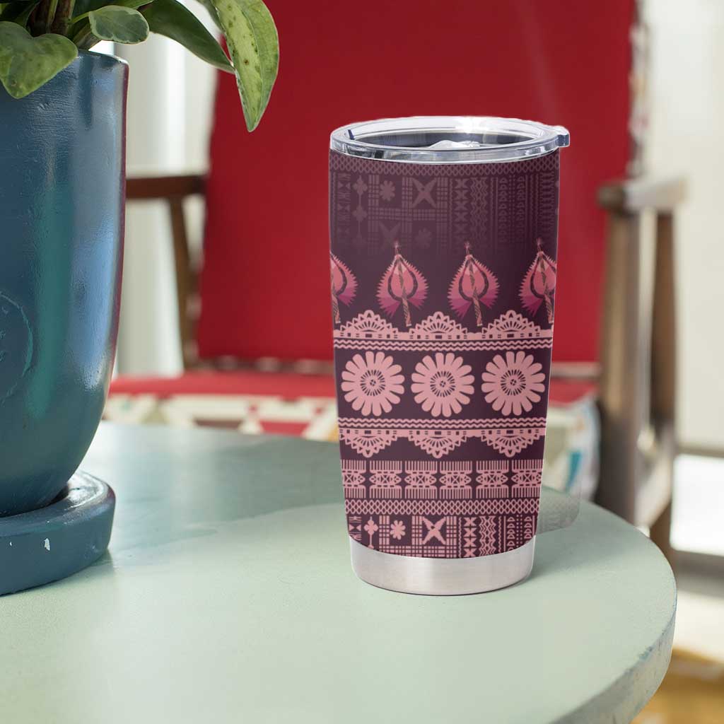 Bula Fiji Iri ni Meke Tumbler Cup Piqi Fijian Masi LT14 - Polynesian Pride