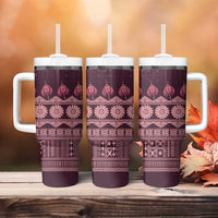 Bula Fiji Iri ni Meke Tumbler With Handle Piqi Fijian Masi LT14 - Polynesian Pride
