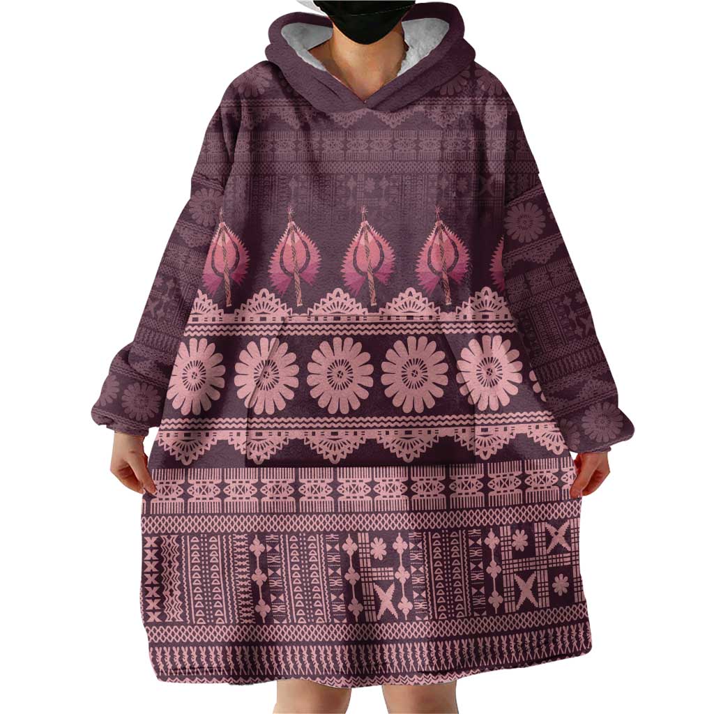 Bula Fiji Iri ni Meke Wearable Blanket Hoodie Piqi Fijian Masi LT14 - Polynesian Pride