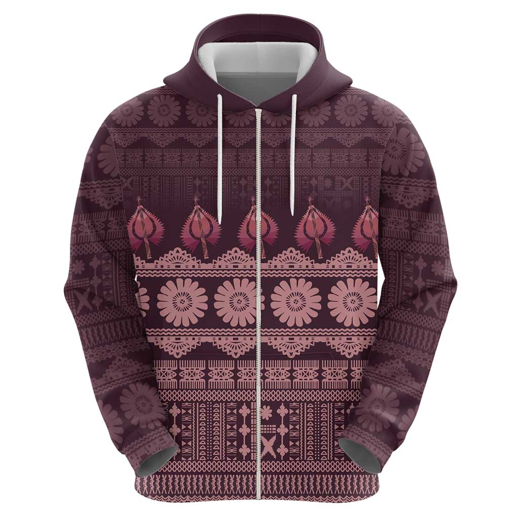 Bula Fiji Iri ni Meke Zip Hoodie Piqi Fijian Masi LT14 - Polynesian Pride