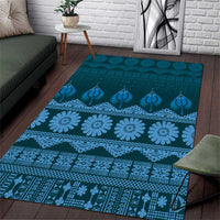 Bula Fiji Iri ni Meke Area Rug Karakarawa Fijian Masi LT14 Blue - Polynesian Pride