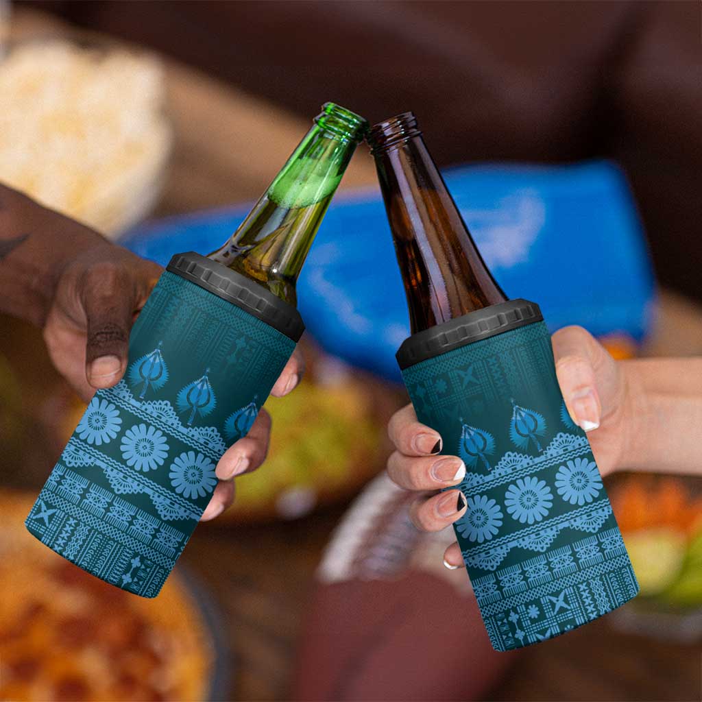 Bula Fiji Iri ni Meke 4 in 1 Can Cooler Tumbler Karakarawa Fijian Masi - Polynesian Pride