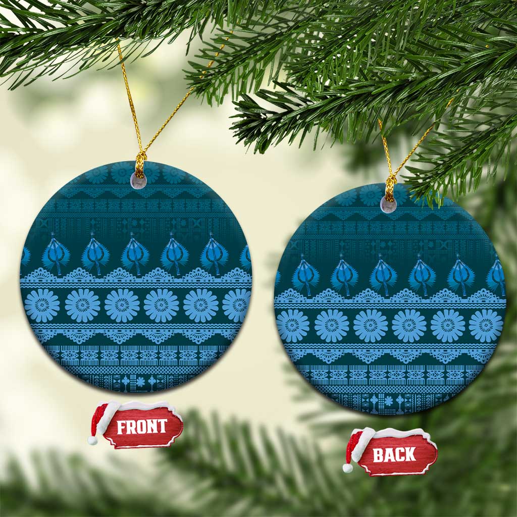 Bula Fiji Iri ni Meke Ceramic Ornament Karakarawa Fijian Masi - Polynesian Pride