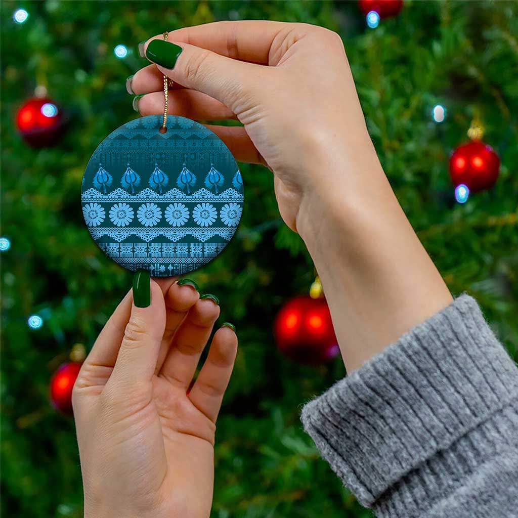 Bula Fiji Iri ni Meke Ceramic Ornament Karakarawa Fijian Masi - Polynesian Pride