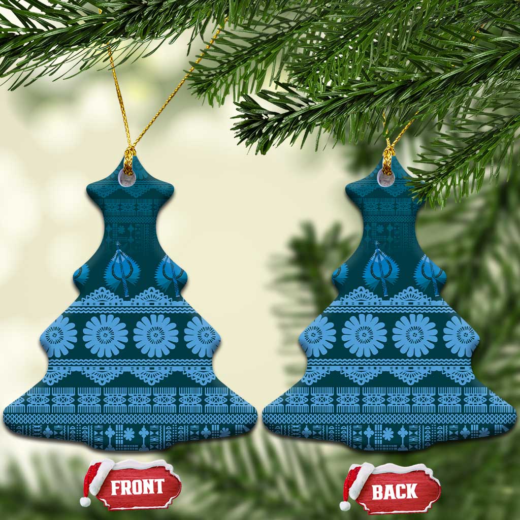 Bula Fiji Iri ni Meke Ceramic Ornament Karakarawa Fijian Masi - Polynesian Pride